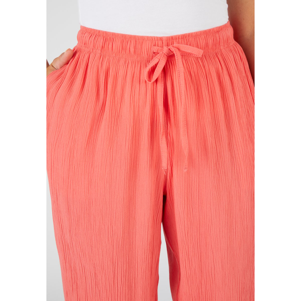 Pantacourt crépon léger rose corail, DAMART