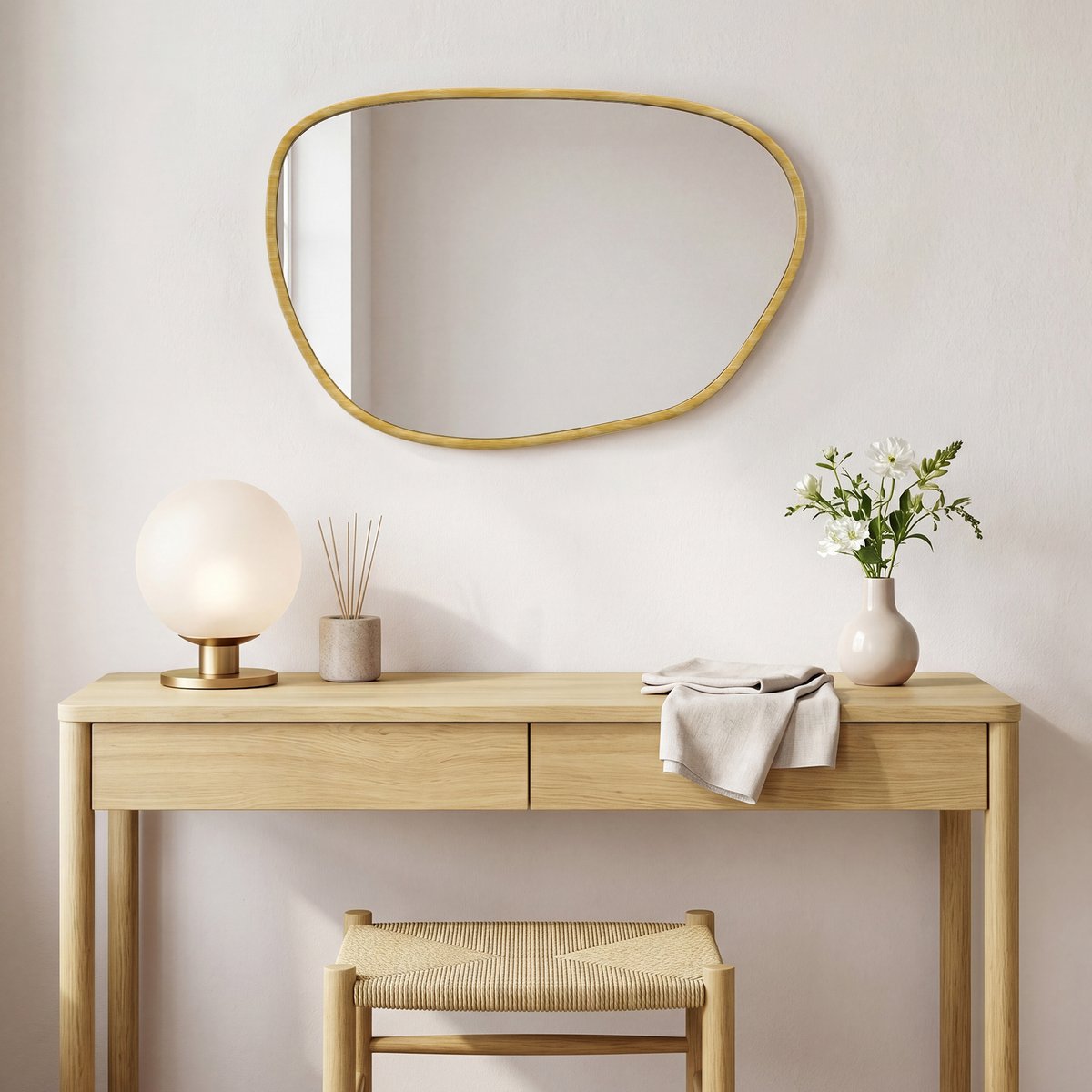 Miroir mural PS (Polystyrène) Bois naturel bois naturel, HOMCOM