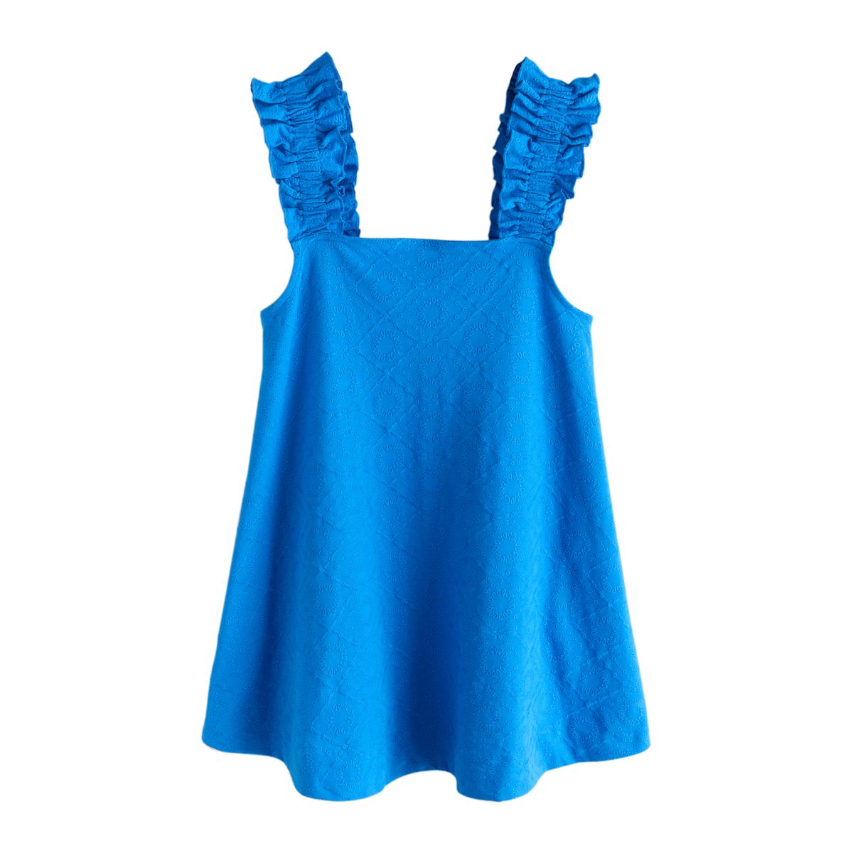 Robe courte jersey avec bretelles à volants bleu cobalt, NEXT