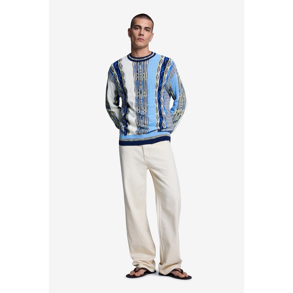Pull Jacquard bleu, DESIGUAL
