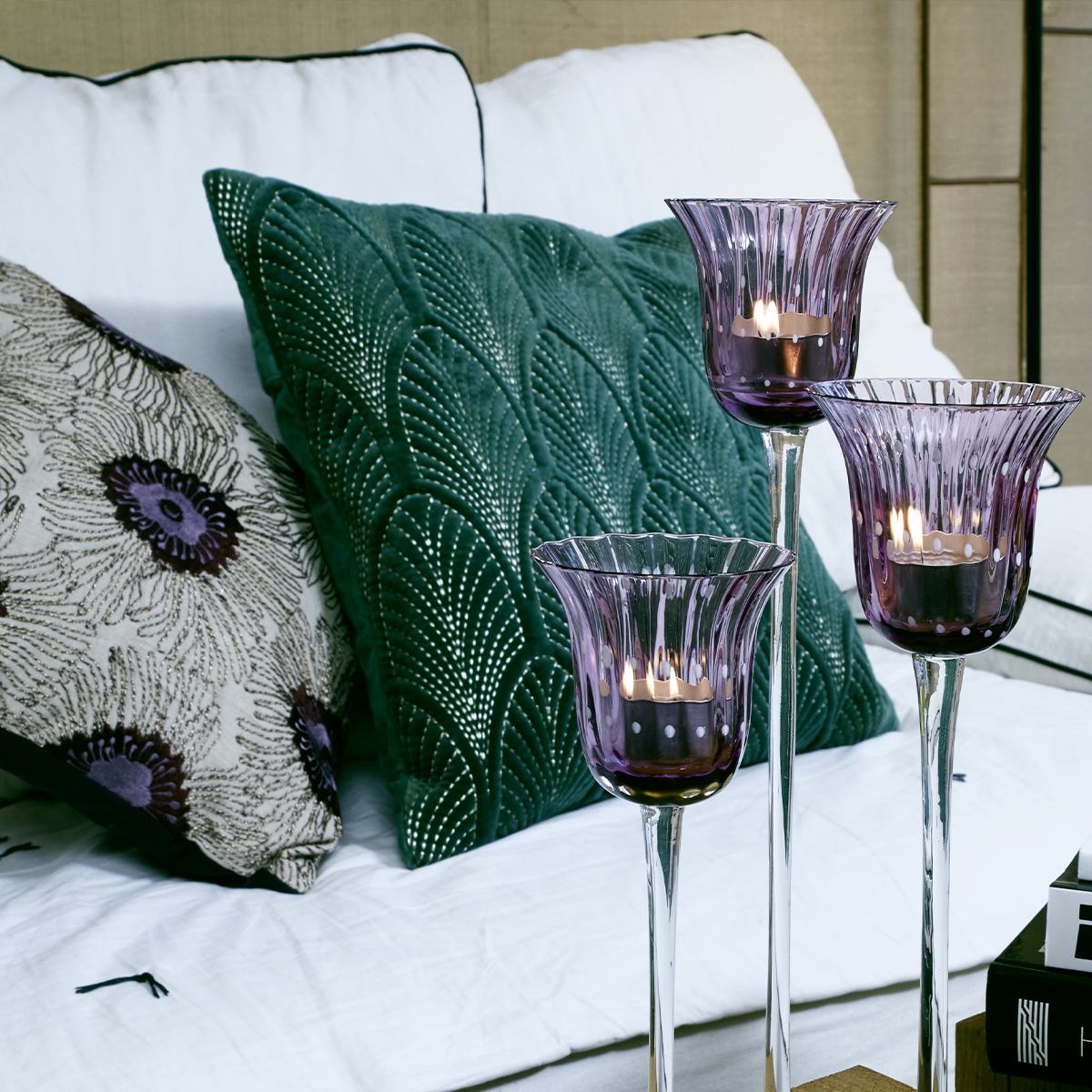Housse de coussin décorative en coton 50x50 pourpre, SIA DECO