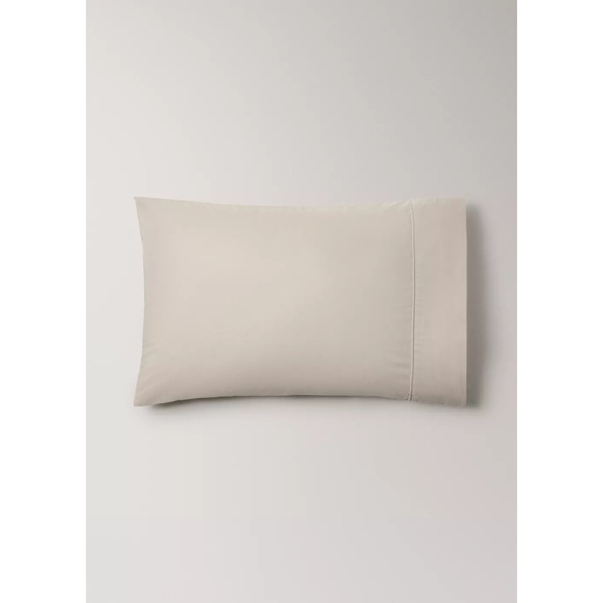 Deux taies d'oreiller percale de coton 500 fils finition passepoilée 50x75 cm sable, MANGO HOME
