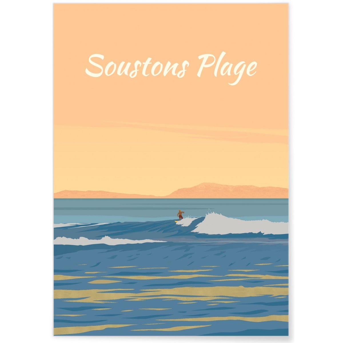 Affiche ville Soustons Plage blanc, L'AFFICHERIE