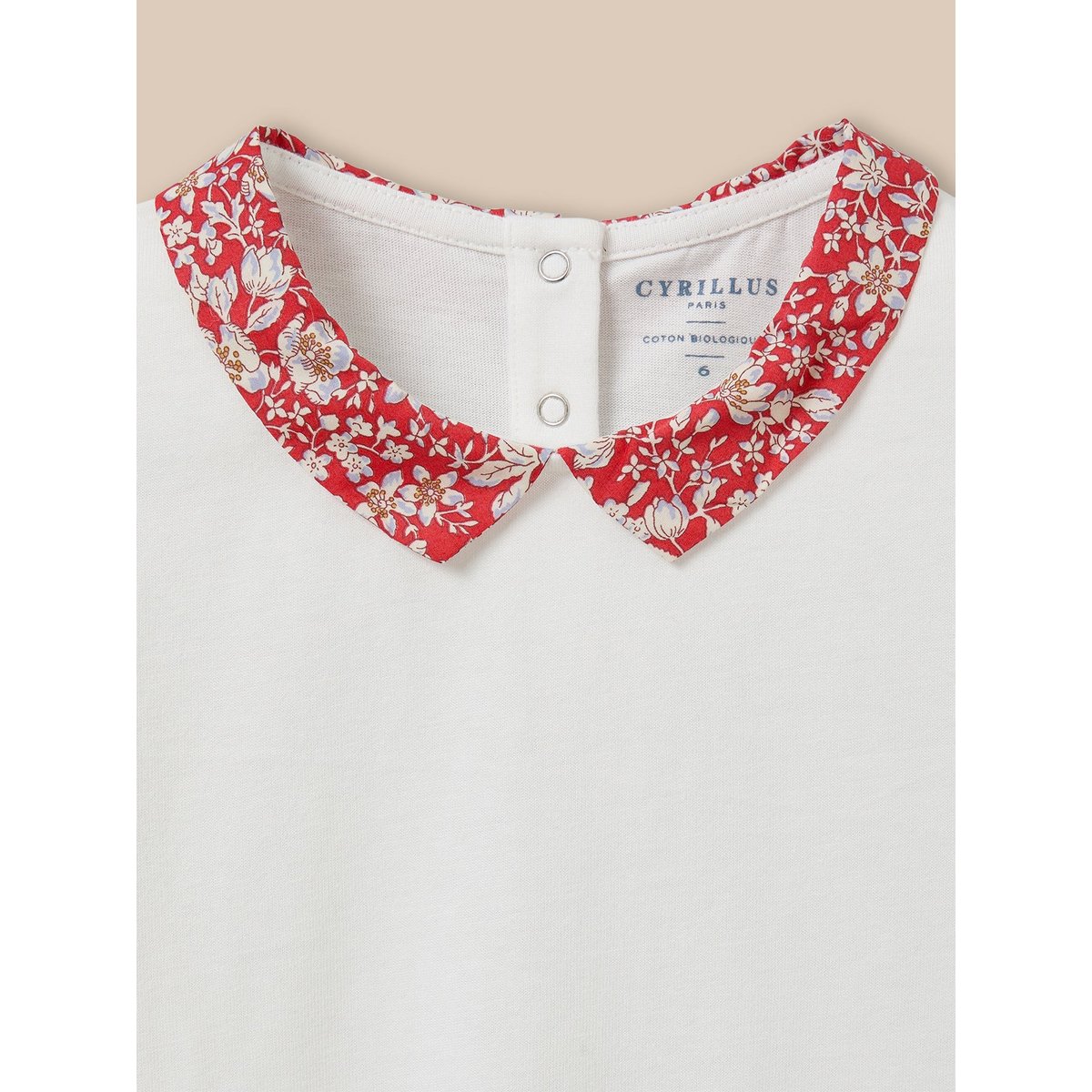 T-shirt col en tissu Liberty - coton biologique liberty lizzy, CYRILLUS