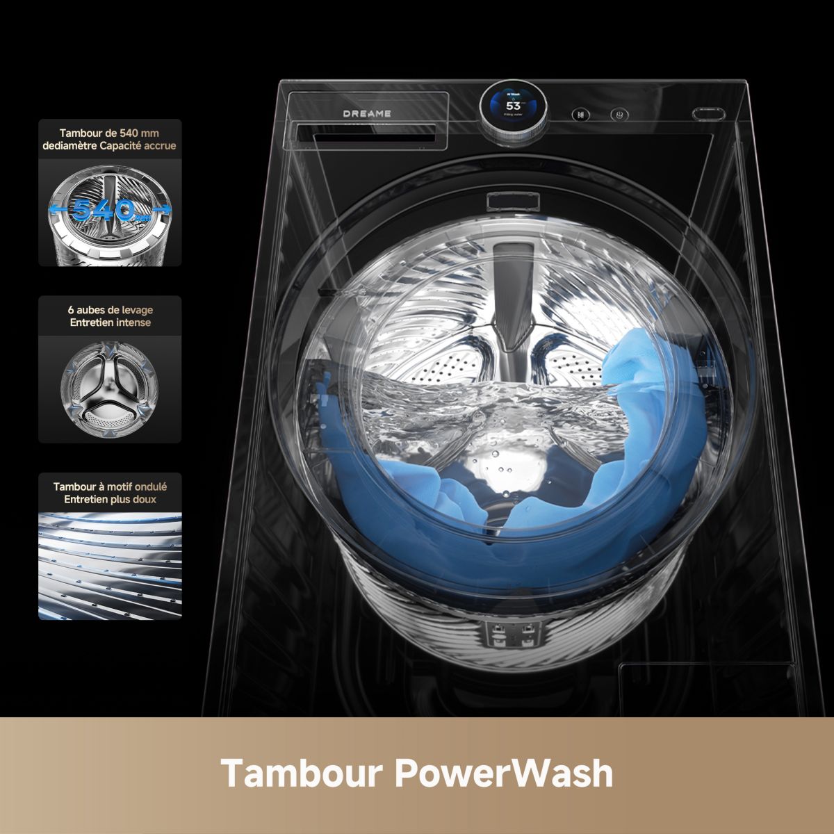 Lave linge hublot DRWASHL911KGG L9 11Kg couleur unique, DREAME