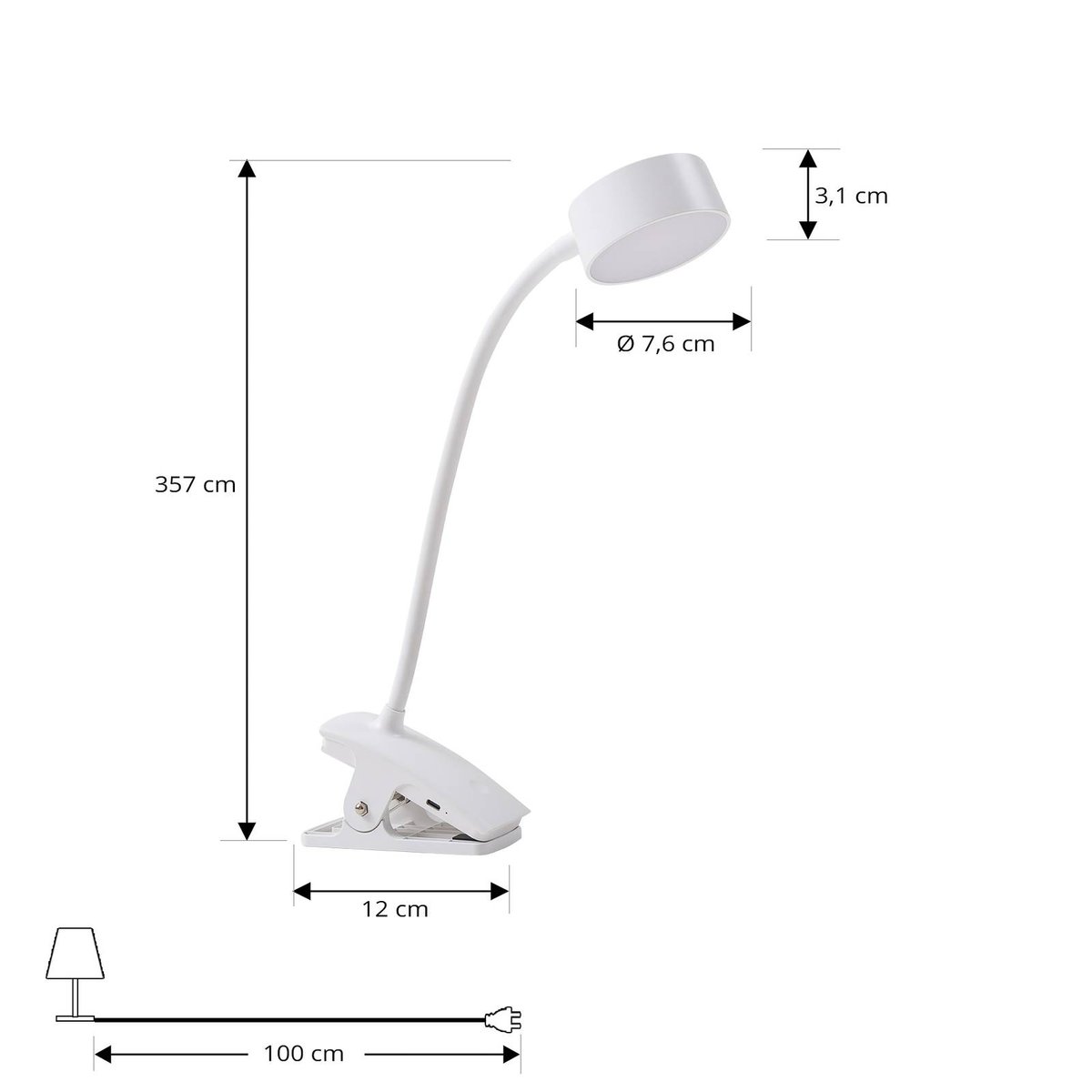 Lampe à pince en métal moderneLED, Maori blanc, LINDBY