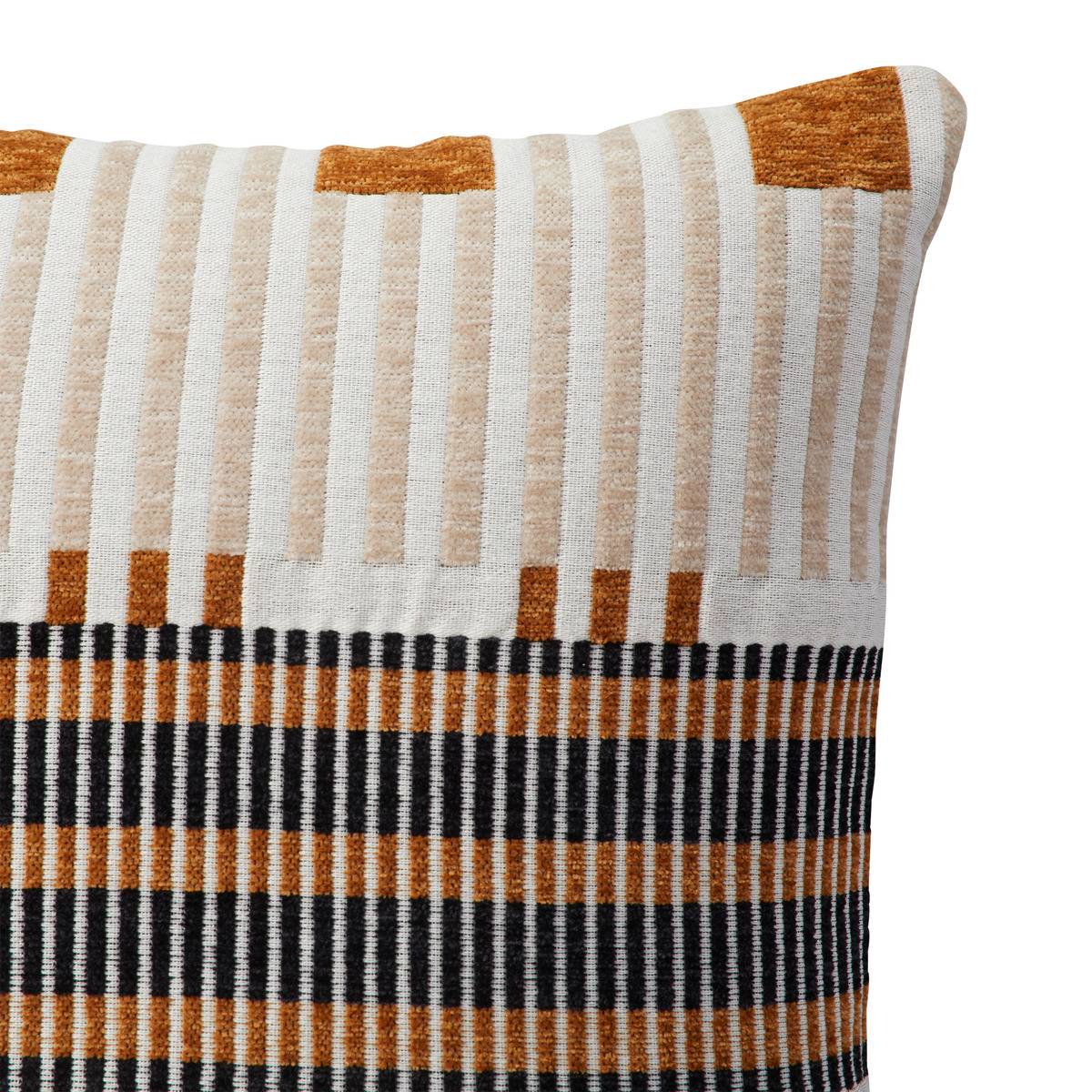 Coussin déhoussable en jacquard JANGWA beige lin, ATMOSPHERA