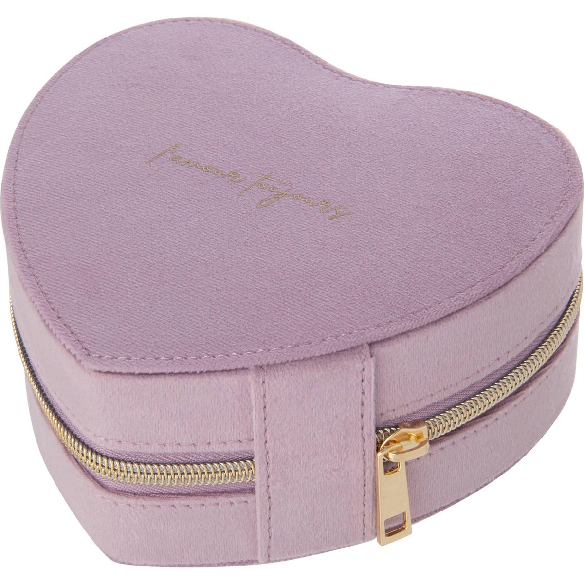 Boîte à bijoux cœur en velours lilas, RECOLLECTION