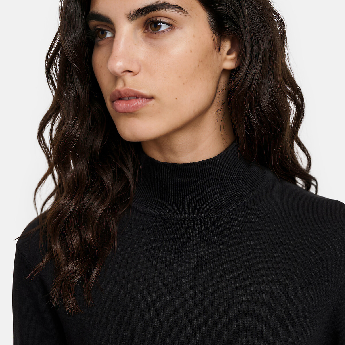 Pull col montant en maille fine noir, LA REDOUTE COLLECTIONS