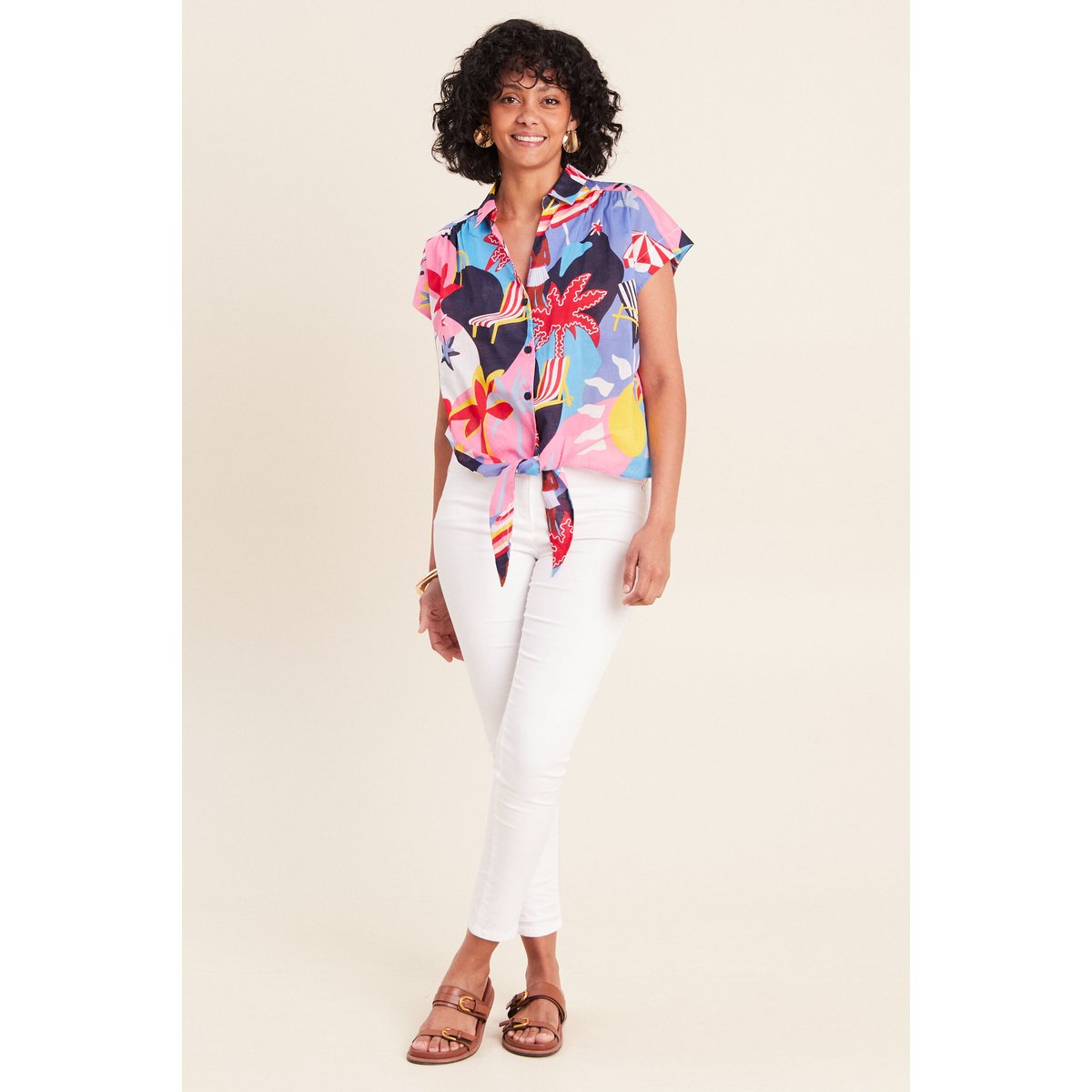 Chemise ample courte à manches courtes multicolore, BREAL
