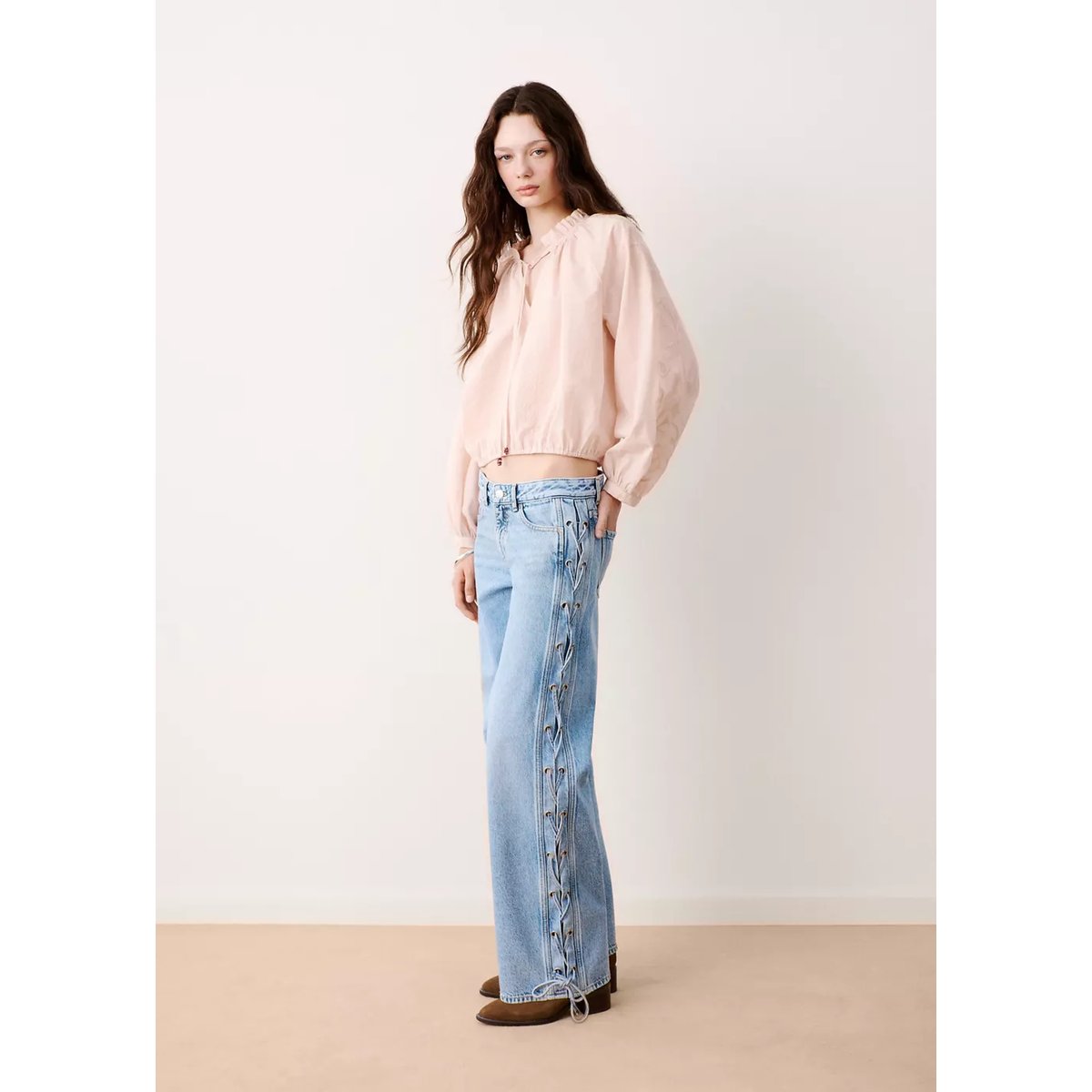 Jean droit détail cordon bleu moyen, MANGO TEEN