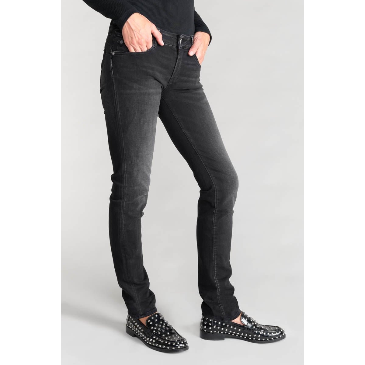 Jean regular, droit black / black, LE TEMPS DES CERISES