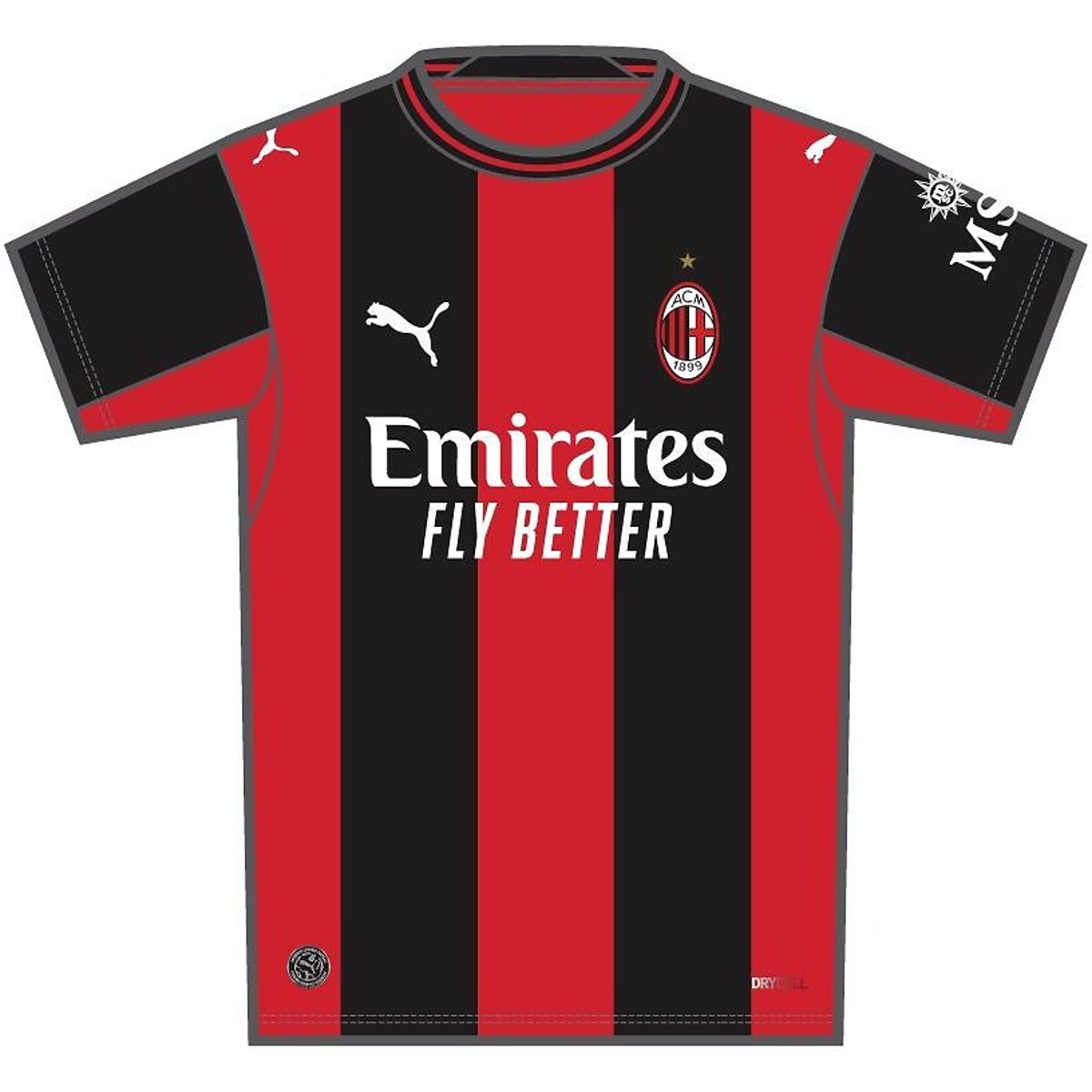 Maillot de foot AC Milan Home Jersey noir + rouge, PUMA