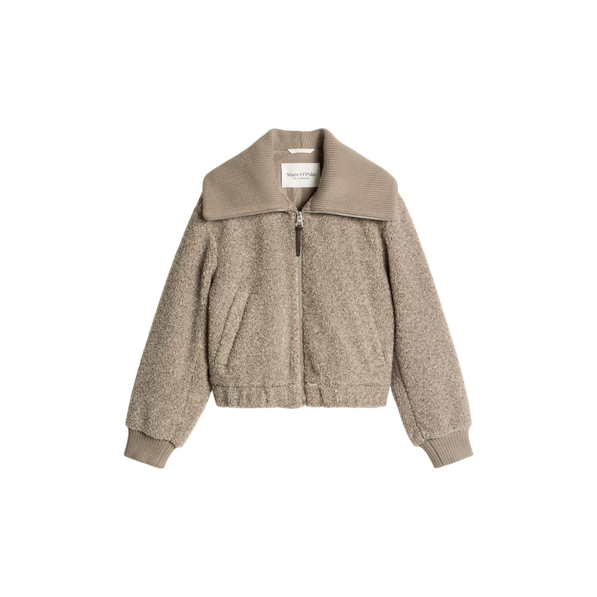 Blouson Teddy coupe classique en peluche Curly toute douce beige, MARC O'POLO