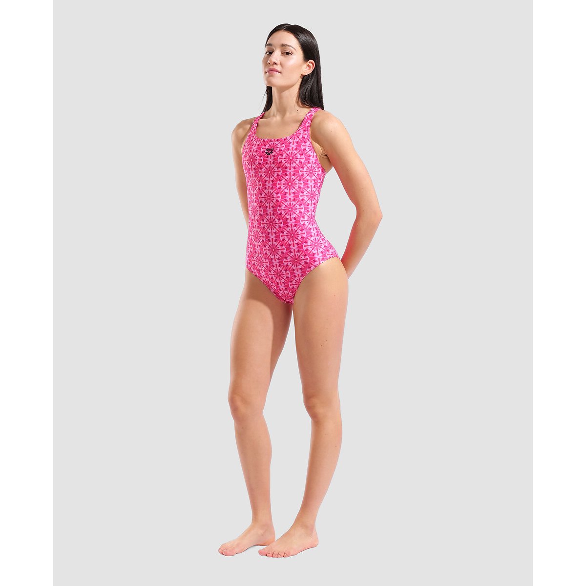 Maillot de bain FLORAL dos swim pro imprimé rose, ARENA