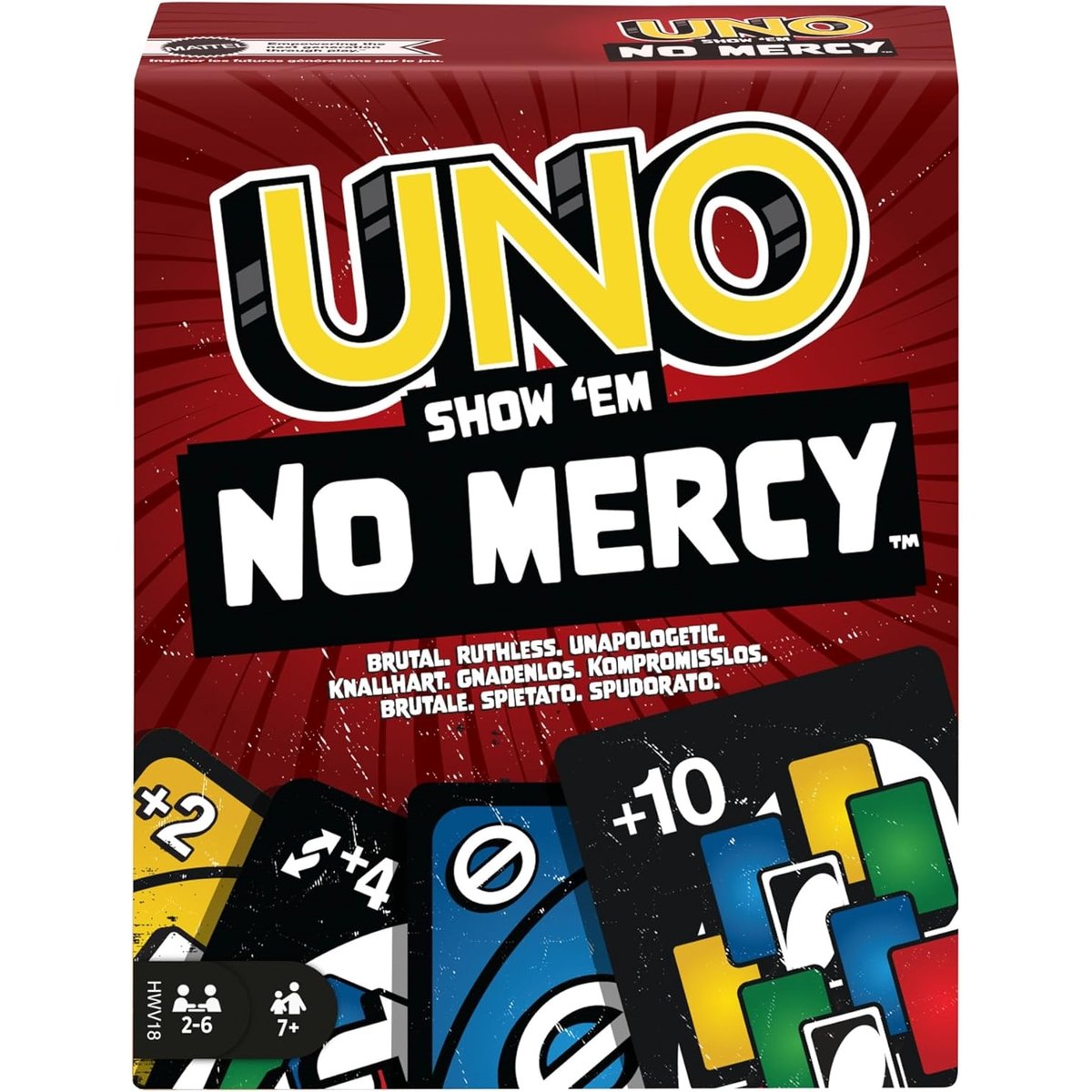 Uno No Mercy Jeu de cartes familial multicolore, MATTEL