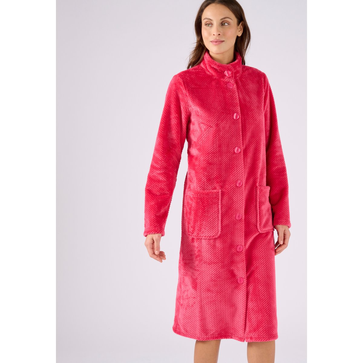Robe de chambre Thermolactyl maille fantaisie rose framboise, DAMART
