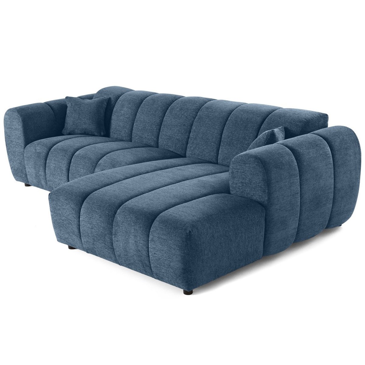 Canapé d'Angle droit 4 places - CURTIS bleu, BEST MOBILIER