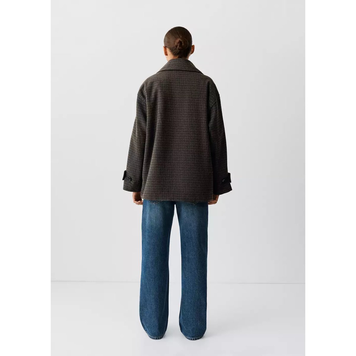 Manteau oversize en drap à carreaux chocolat, MANGO TEEN