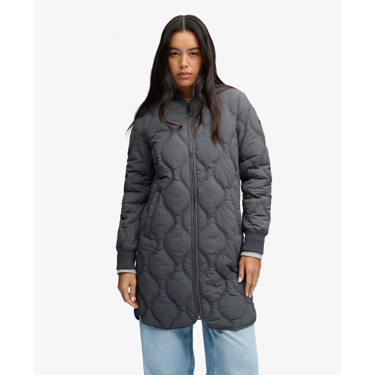 Veste Matelassée Longue ébène, SUPERDRY