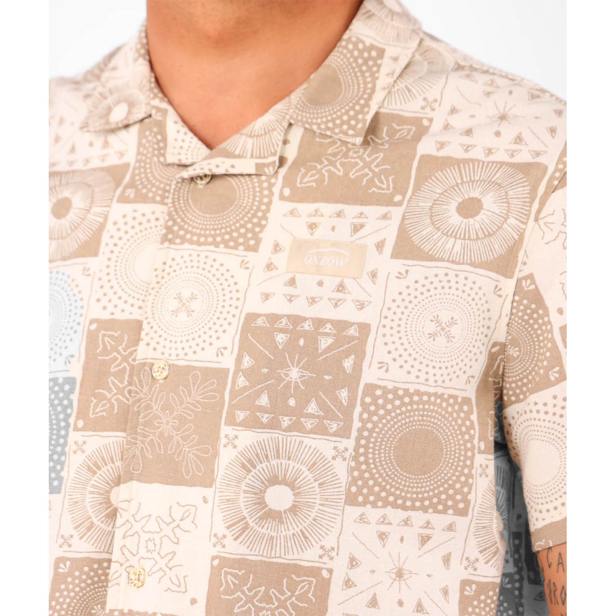 Chemise manches courtes imprimée lin CHEERS sable, OXBOW