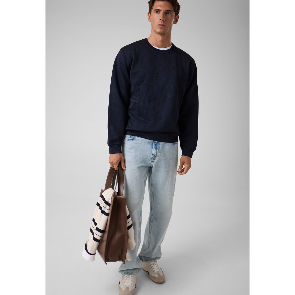 Sweat-Shirt En Mélange De Coton bleu foncé, GUESS