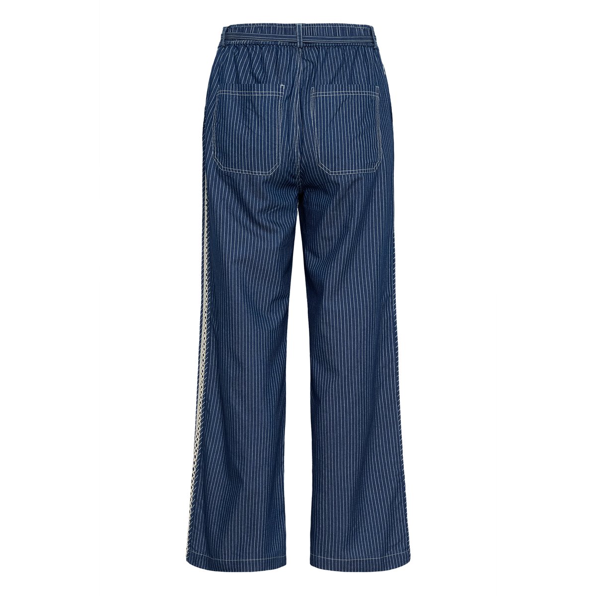 Pantalon casual bleu rossland pinstriped denim, CREAM