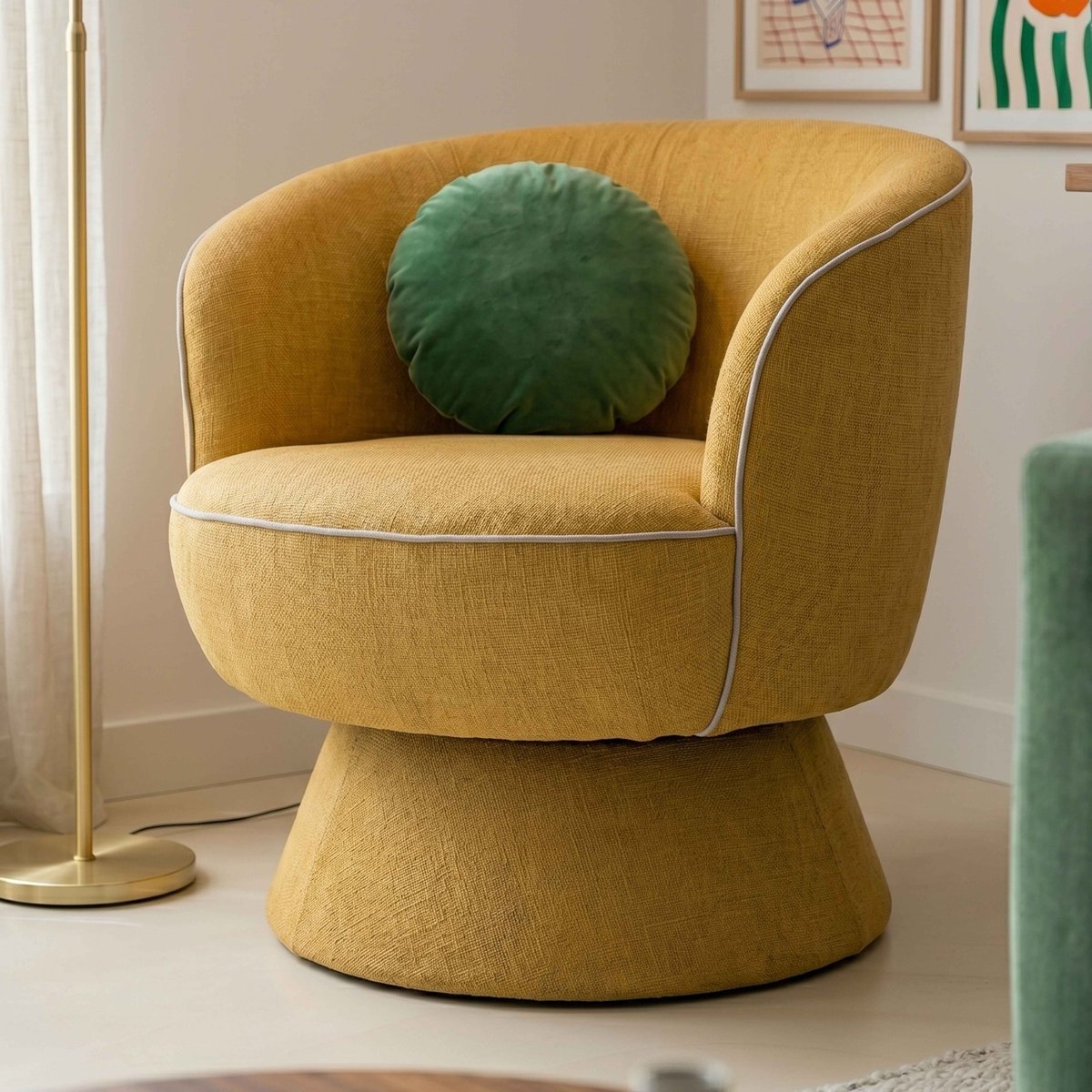 Fauteuil pivotant en tissu, SMASH jaune, OVIALA
