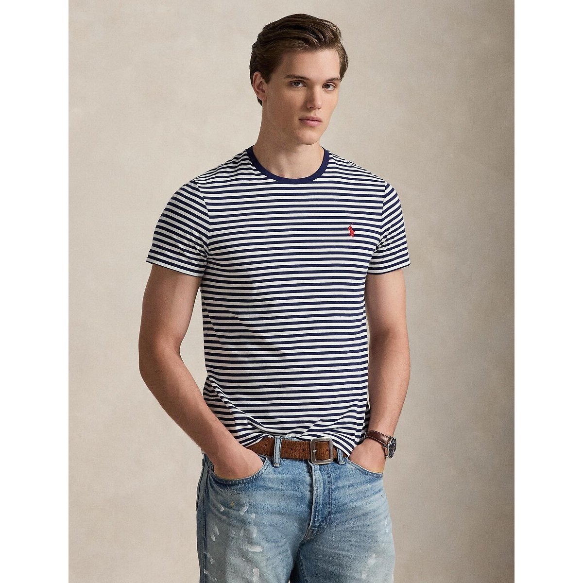 T-shirt marinière bleu rayé blanc, POLO RALPH LAUREN