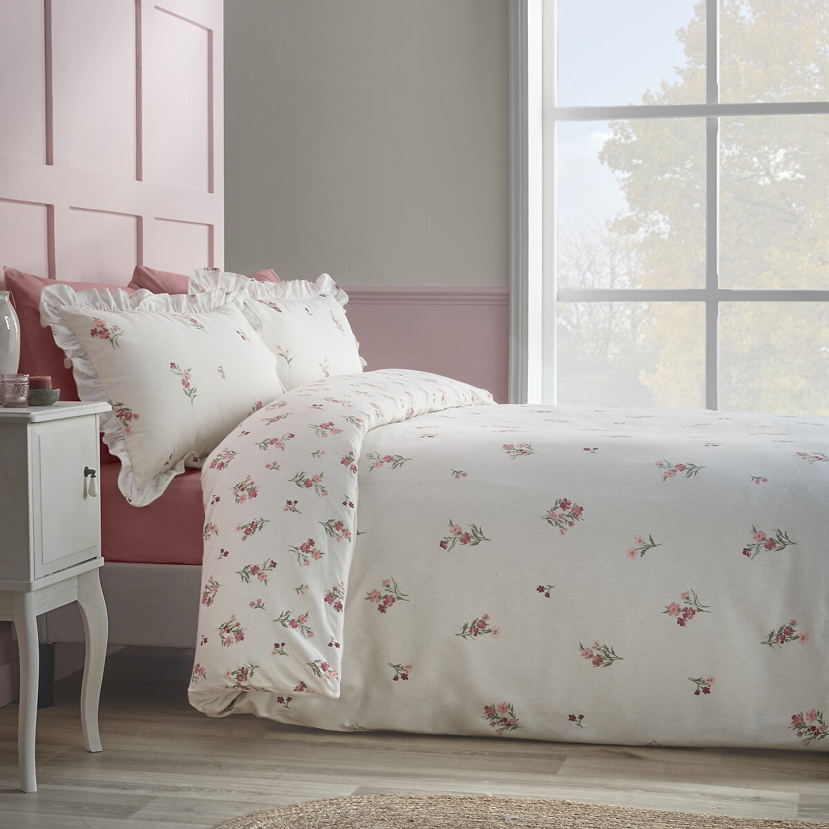 Brushed Ditsy Floral Cotton Reversible Duvet Cover Set pink, CATHERINE LANSFIELD