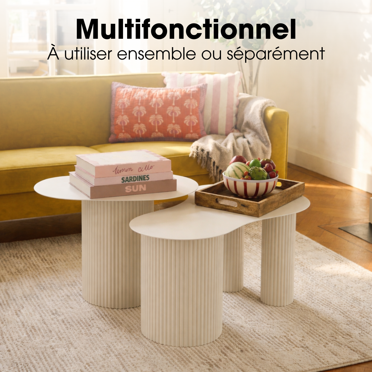 Table d'appoint LUX blanc cassé, MICA DECORATIONS
