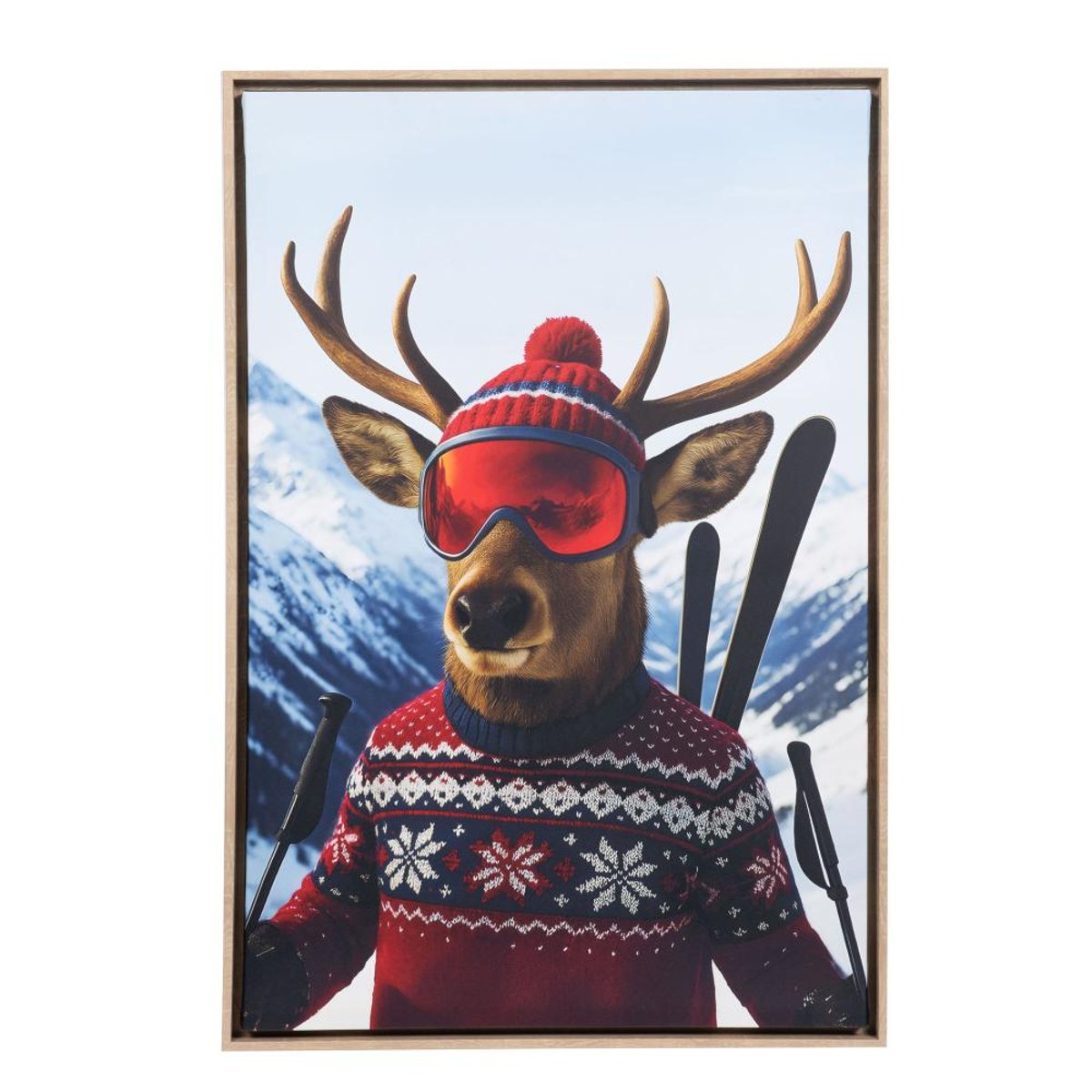 Toile cerf au ski 60x90 cm multicolore, AMADEUS