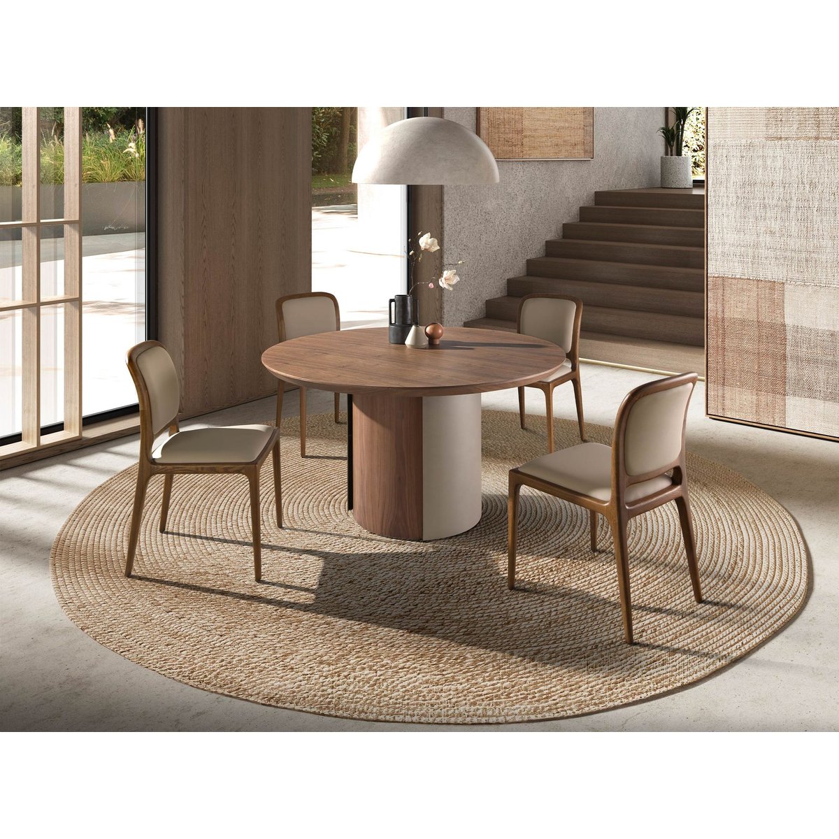 Chaise en simili cuir noyer | crème, ANGEL CERDA