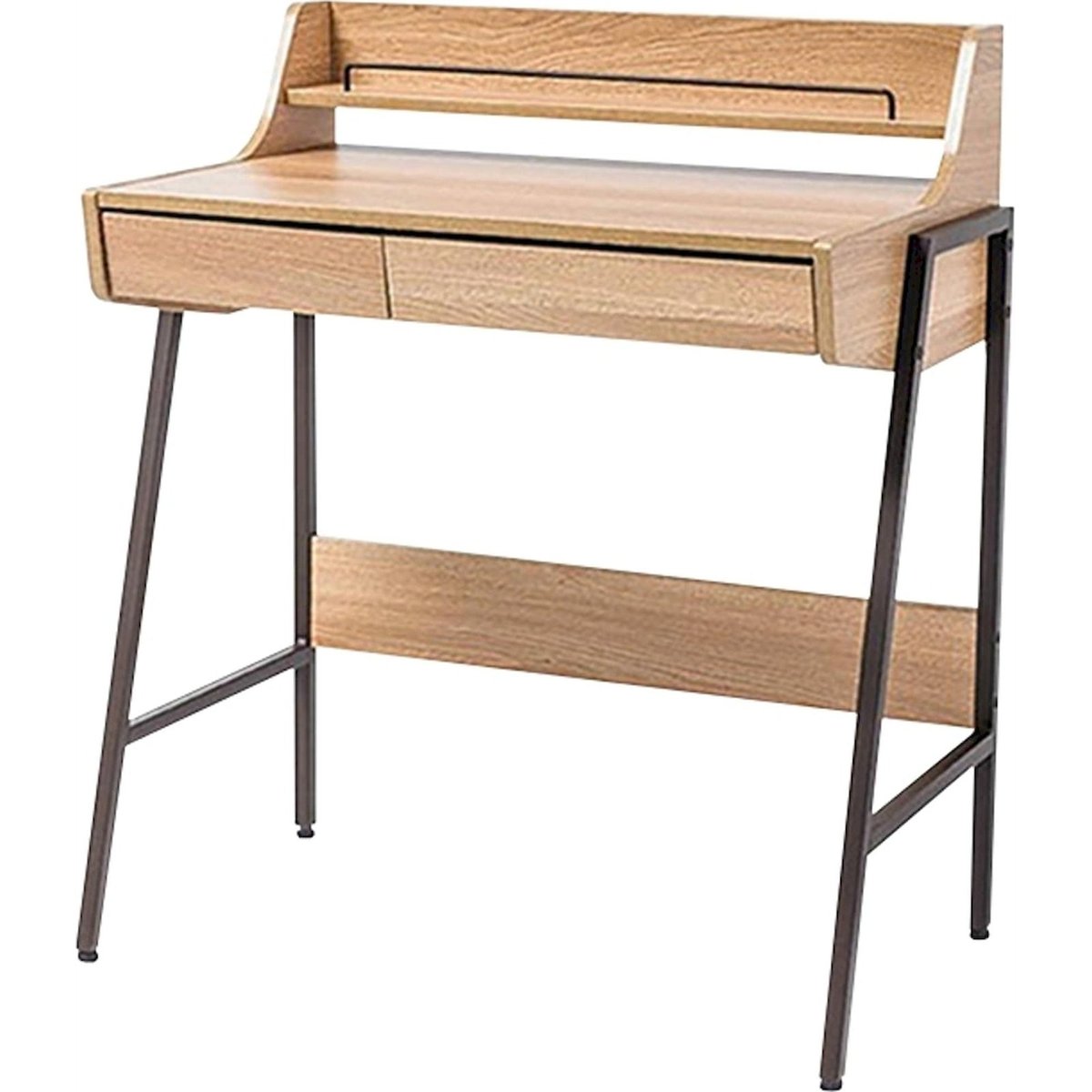 Bureau compact façon chêne avec tiroirs chêne et brun foncé, RECOLLECTION