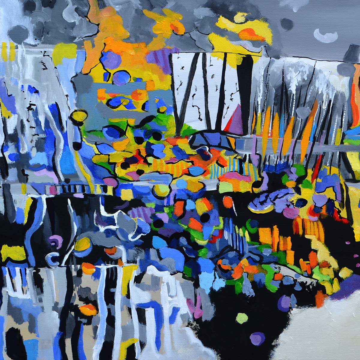 Tableau abstrait champs de bleuet tableau alu dibond, HEXOA