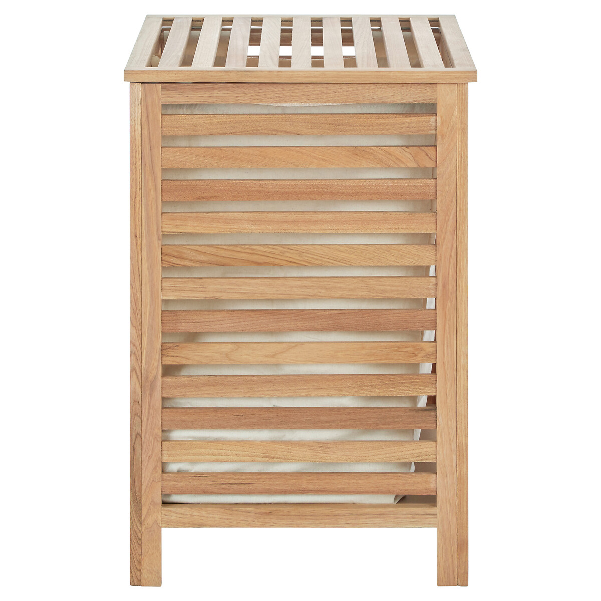 Slatted Laundry Hamper in Walnut Wood brown , SO'HOME