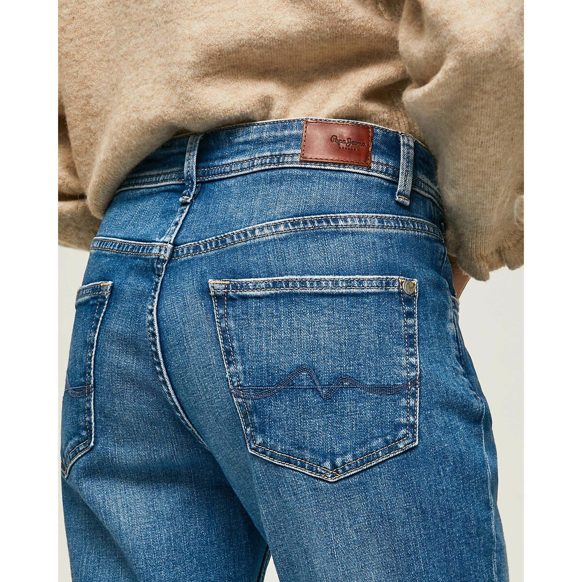 Jean droit tapered taille haute VIOLET sky blue wiser, PEPE JEANS