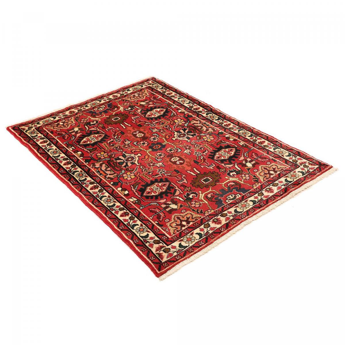 Tapis d'orient oriental, noué main en laine, HAMADAN 45 rouge, bleu, crème, UN AMOUR DE TAPIS