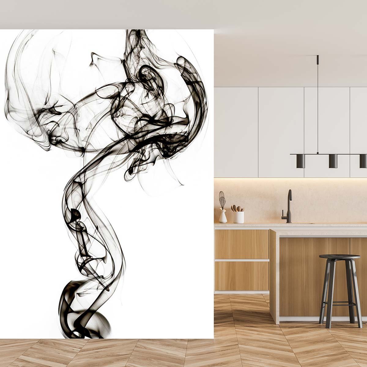 Papier peint graphique fumee noire intissé, HEXOA