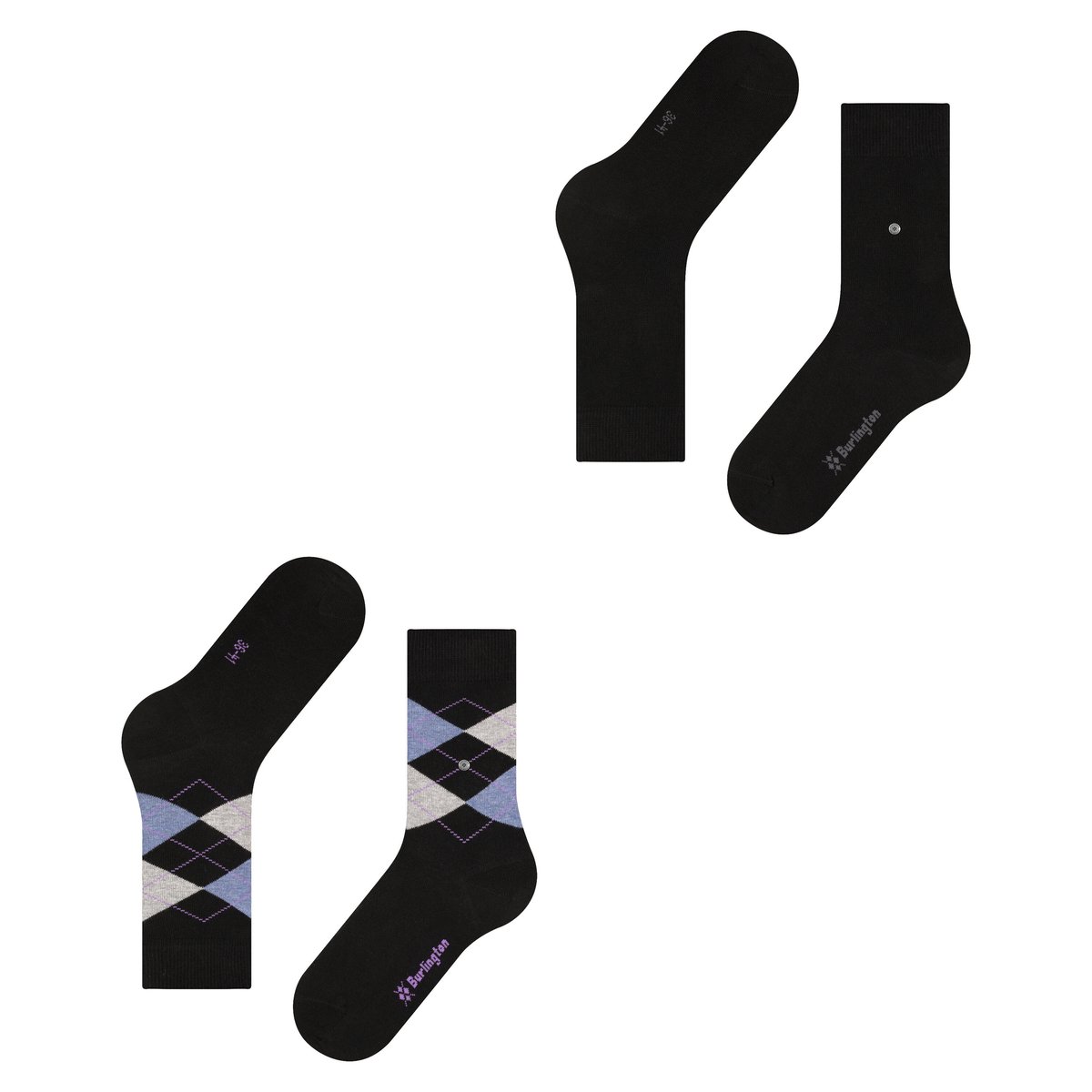 Chaussettes Everyday Mix 2-Pack Opaque noir basique, BURLINGTON