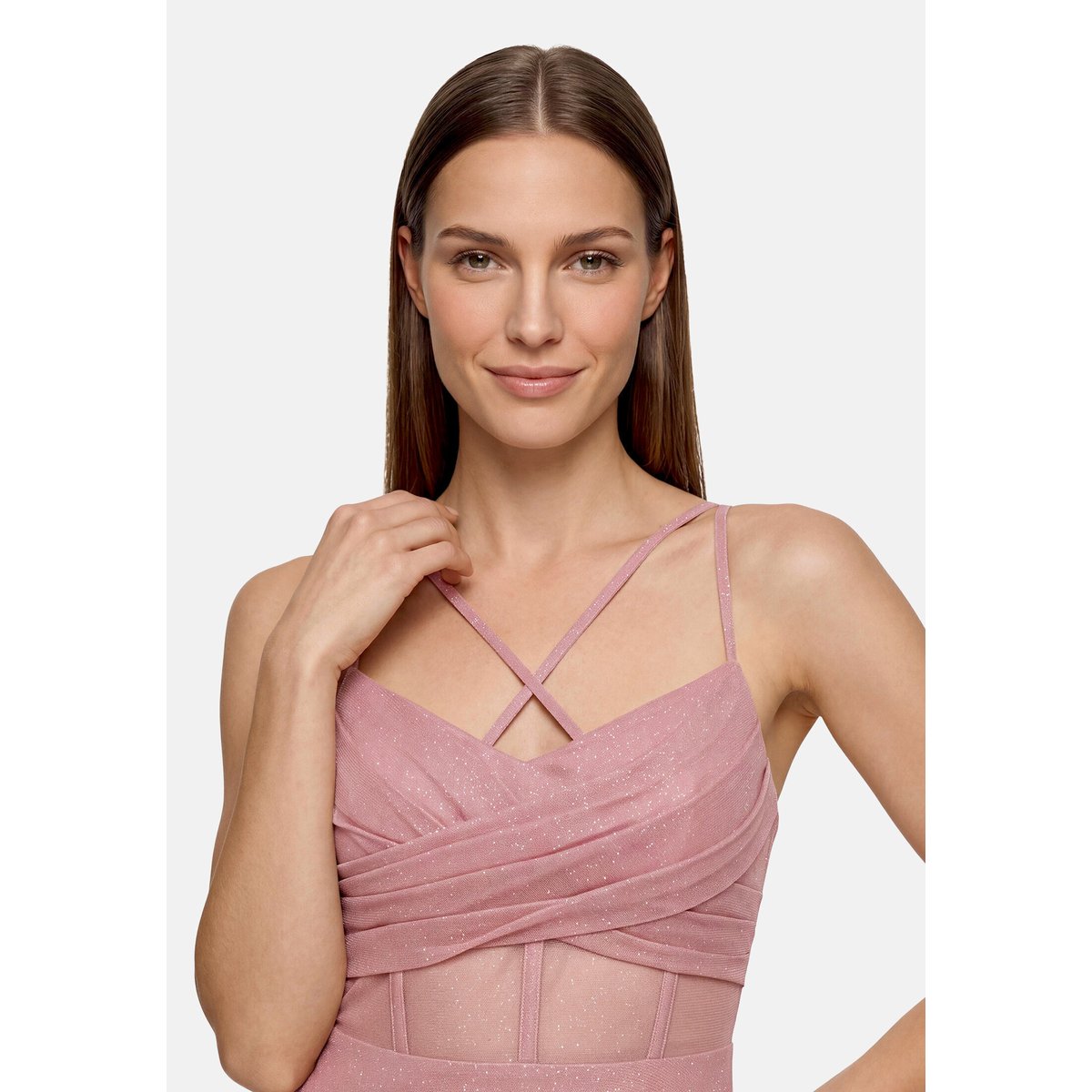 Robe de soirée au look scintillant rosé/silver, VERA MONT