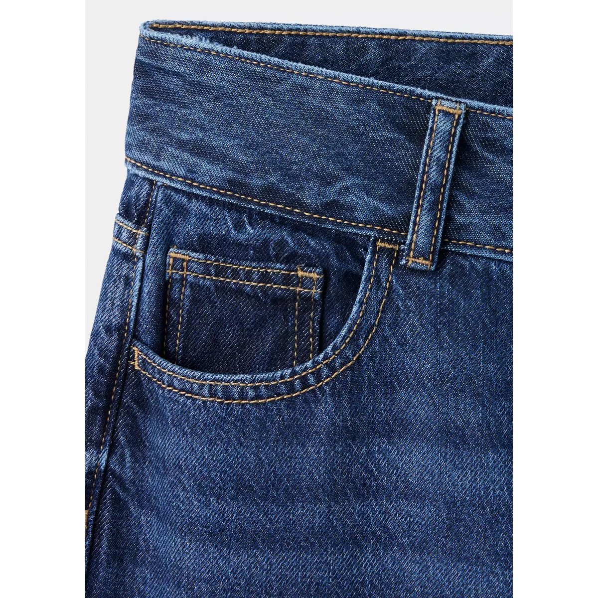 Jean droit à revers bleu foncé, MANGO TEEN