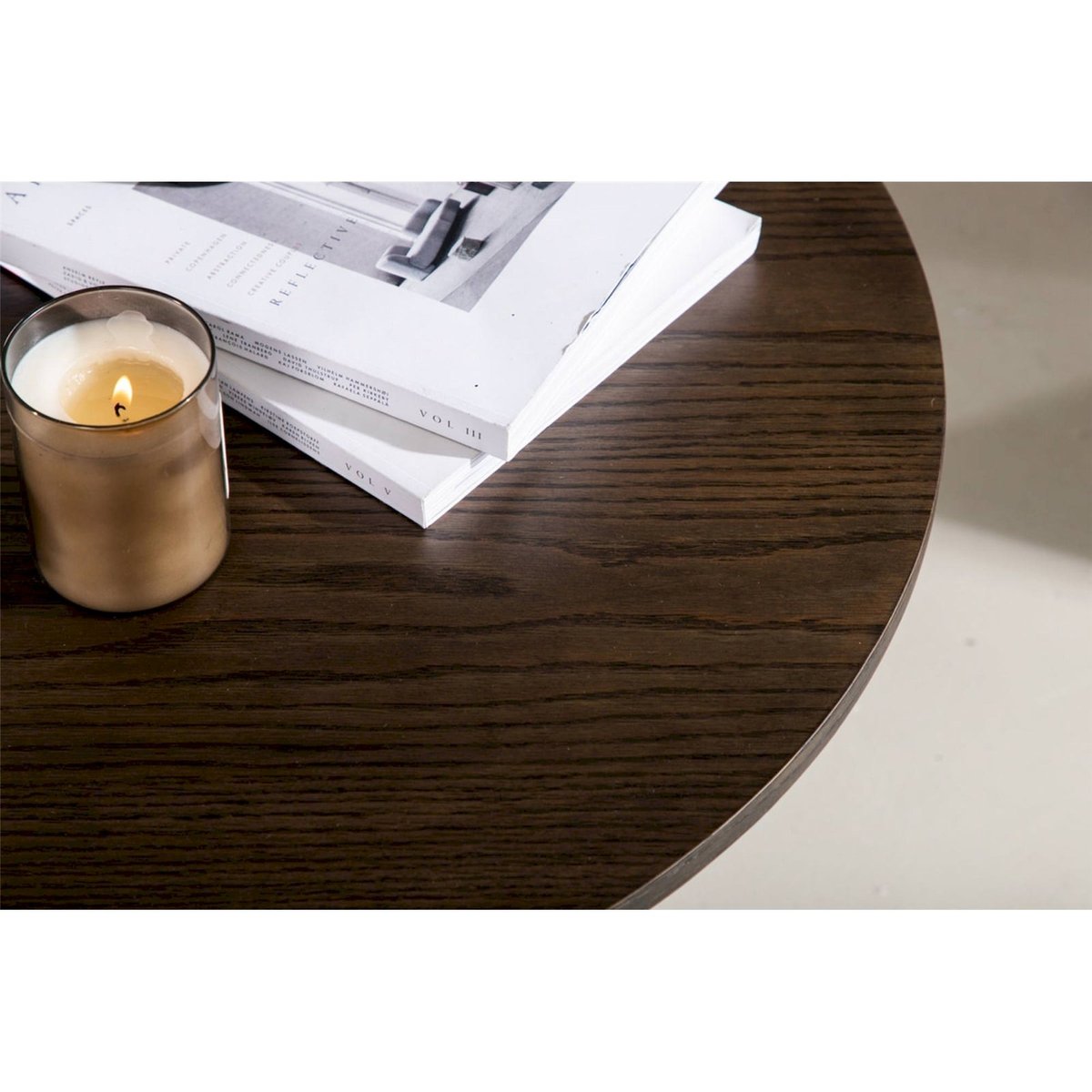 Table basse ronde sculpturale en bois CONVALDER bois foncé, RECOLLECTION