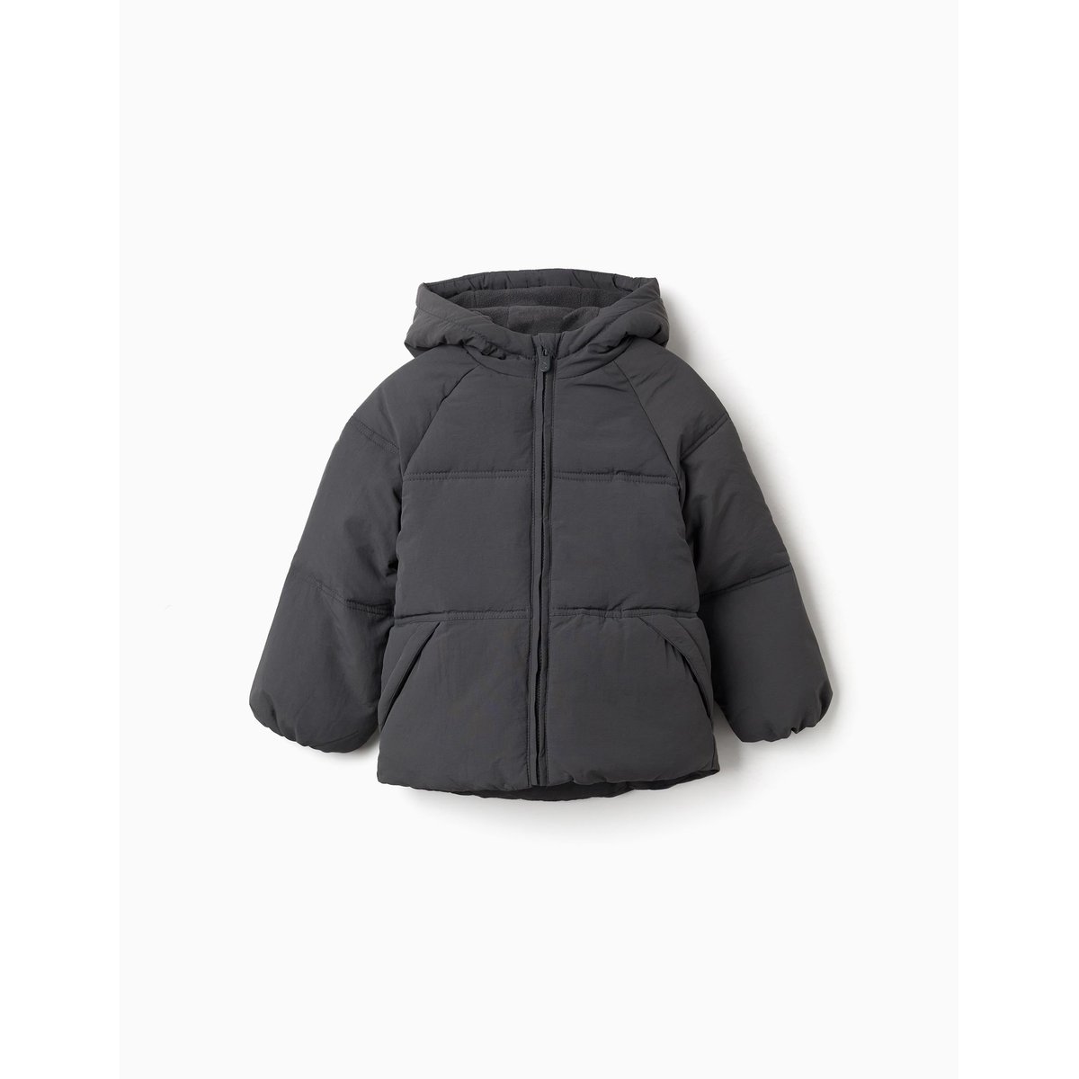Doudoune avec capuche et doublure en polaire gris foncé, ZIPPY