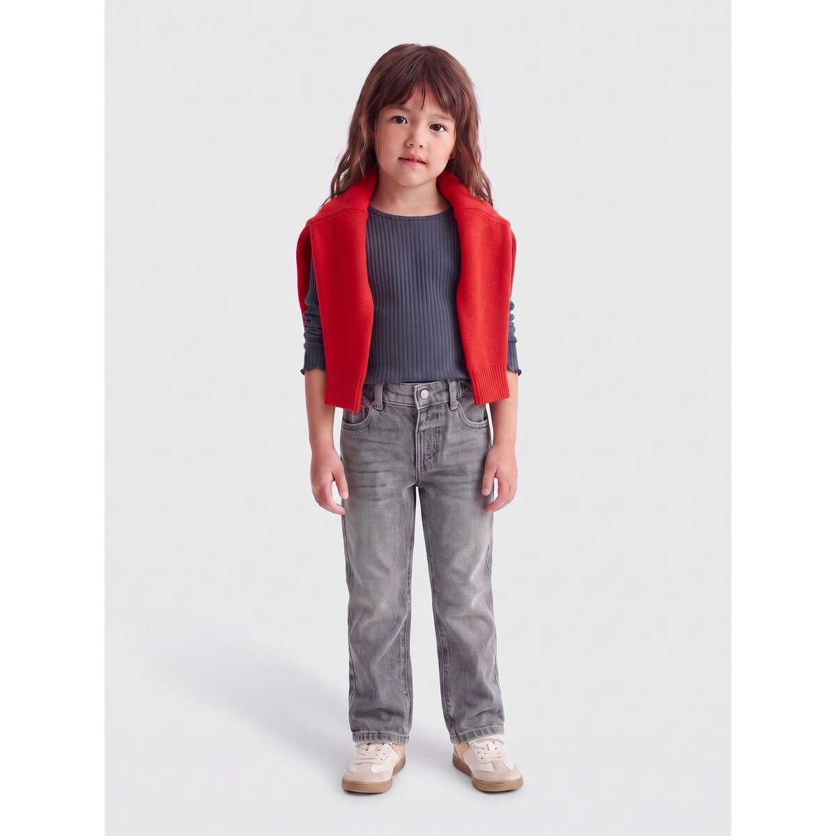 Jean Coupe Droite medium grey denim, KIDS ONLY