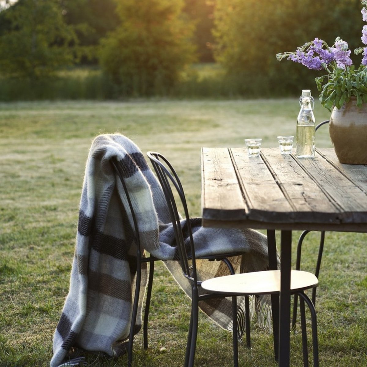 Plaid à carreaux laine agneau  GOTLAND MULTI gris, KLIPPAN
