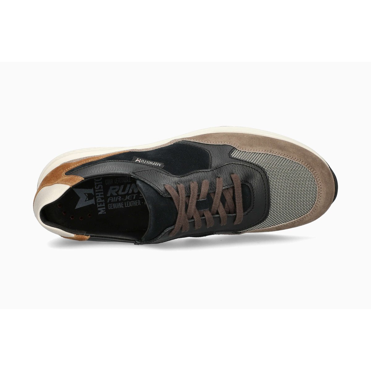 Baskets en cuir textile DRISS gris warm grey 5145, MEPHISTO