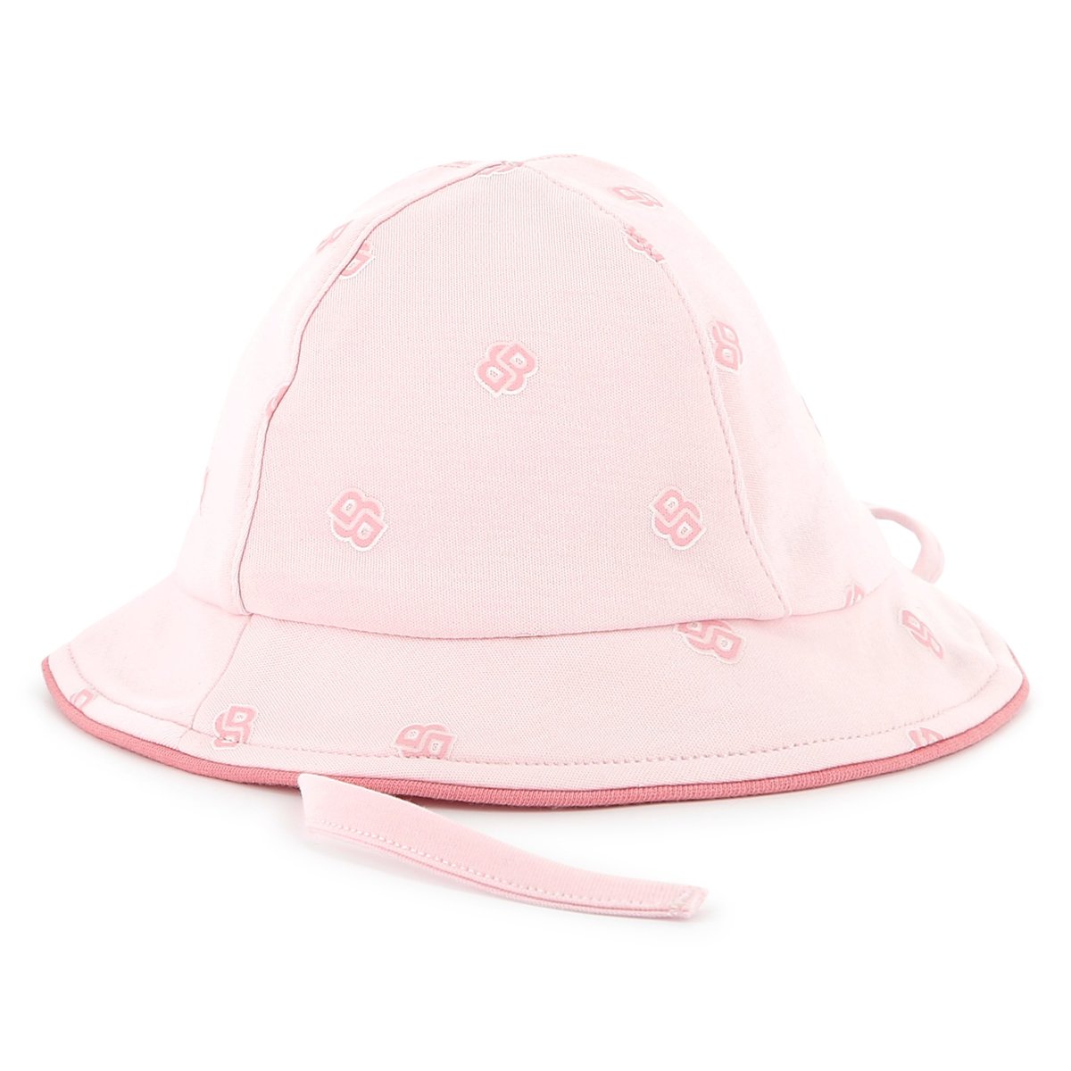 Chapeau en coton avec cordons baby pink, BOSS KIDSWEAR