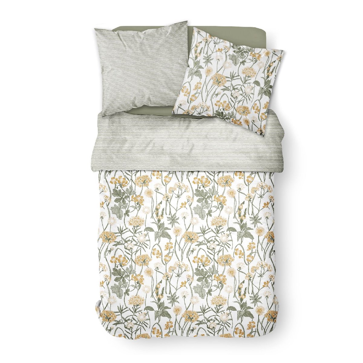 Parure de lit 2 personnes imprimé floral coton SUNSHINE ISMA blanc, TODAY