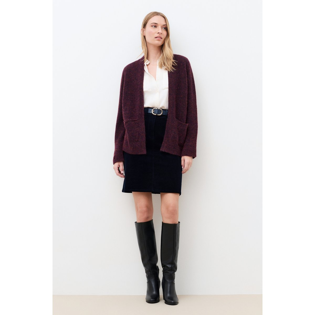 Gilet large en alpaga MGILDA prune, CAROLL